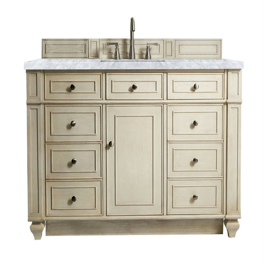 Bristol 48" Single Vanity, Vintage Vanilla, w/ 3 CM Carrara Marble Top