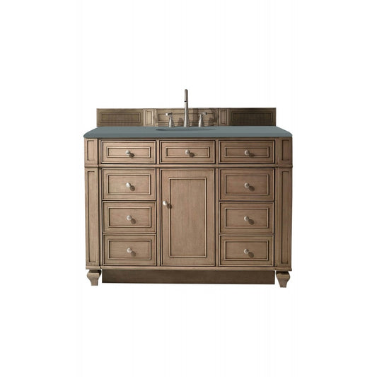 Bristol 48" Single Vanity, Whitewashed Walnut, w/ 3 CM Cala Blue Quartz Top