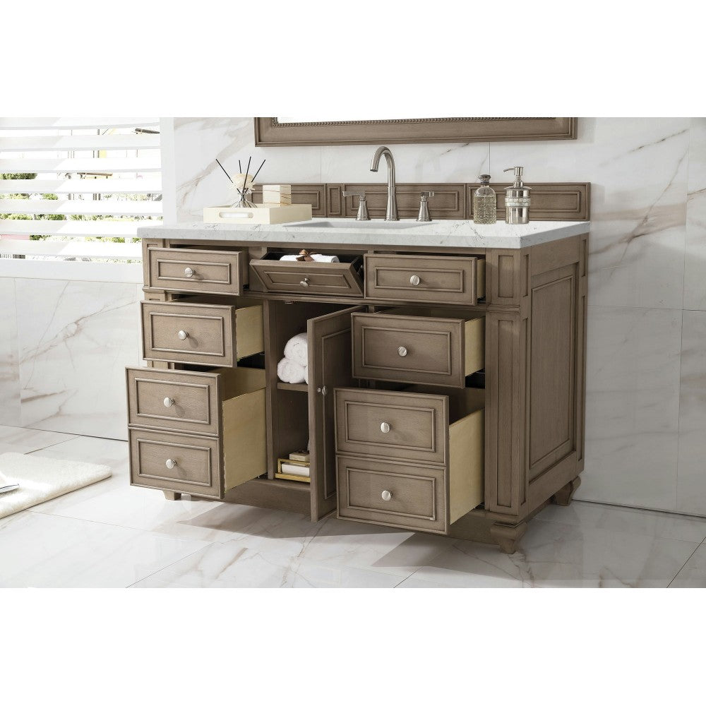 Bristol 48" Single Vanity Whitewashed Walnut w/ 3 CM Jasmine Pearl Quartz Top