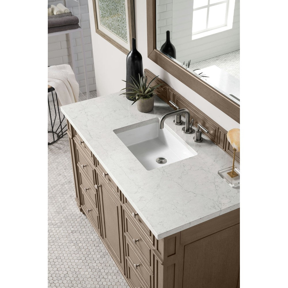 Bristol 48" Single Vanity Whitewashed Walnut w/ 3 CM Jasmine Pearl Quartz Top