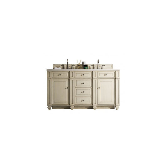 Bristol 60" Double Vanity Vintage Vanilla w/ 3 CM Arctic Fall Solid Surface Top