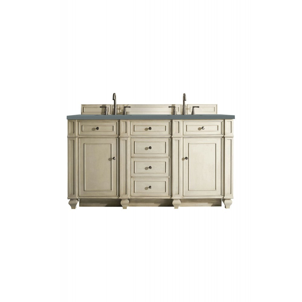 Bristol 60" Double Vanity, Vintage Vanilla, w/ 3 CM Cala Blue Quartz Top