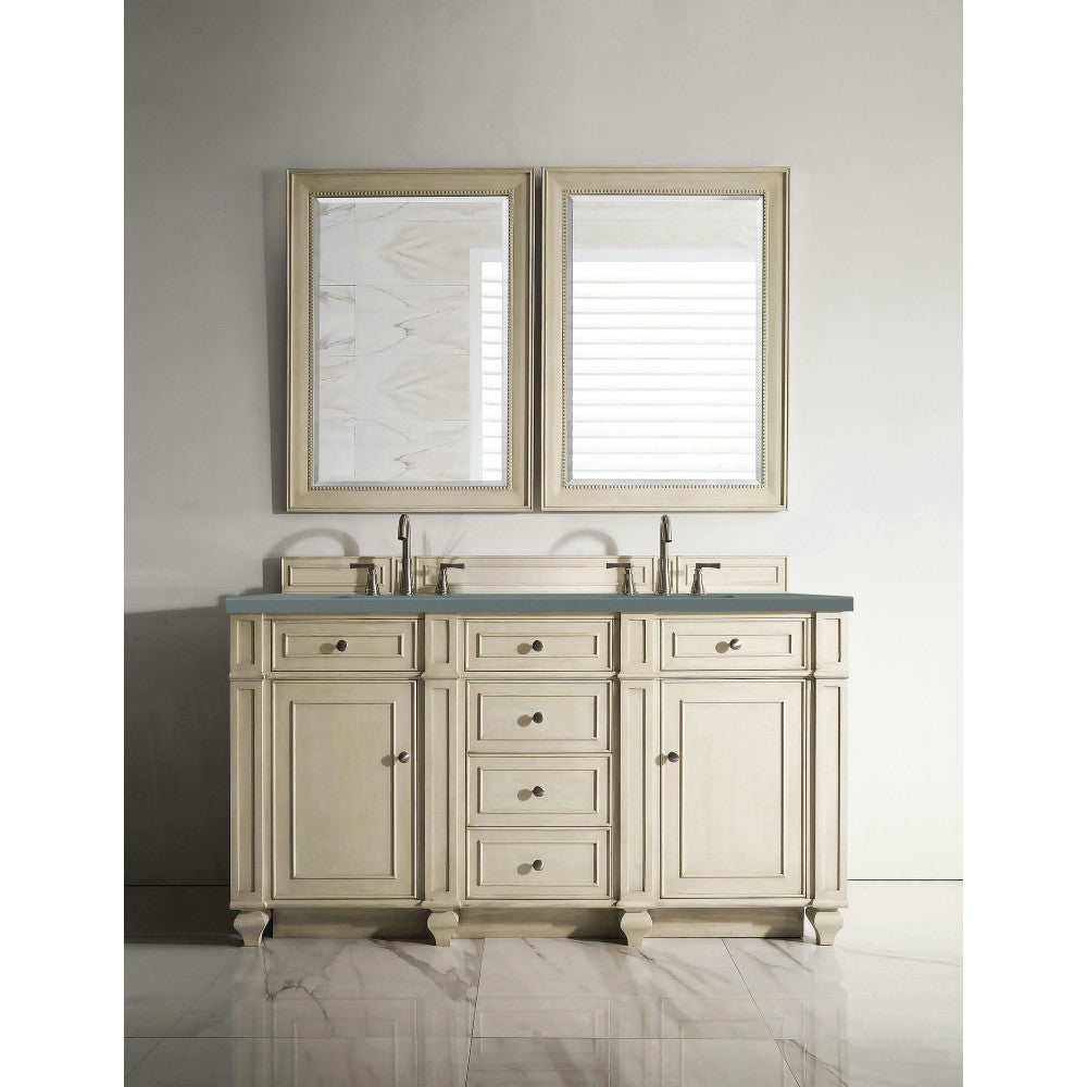 Bristol 60" Double Vanity, Vintage Vanilla, w/ 3 CM Cala Blue Quartz Top