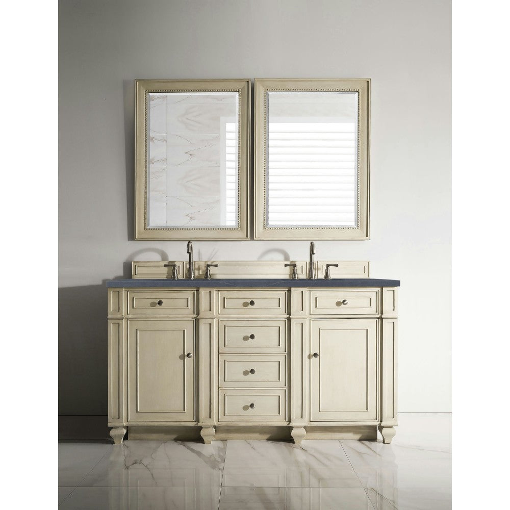 Bristol 60" Double Vanity Vintage Vanilla w/ 3 CM Charcoal Soapstone Quartz Top