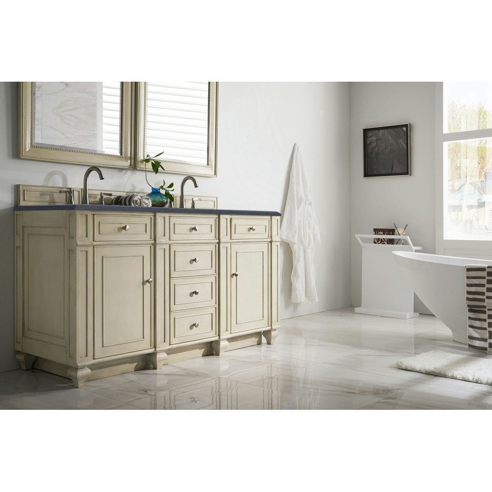 Bristol 60" Double Vanity Vintage Vanilla w/ 3 CM Charcoal Soapstone Quartz Top