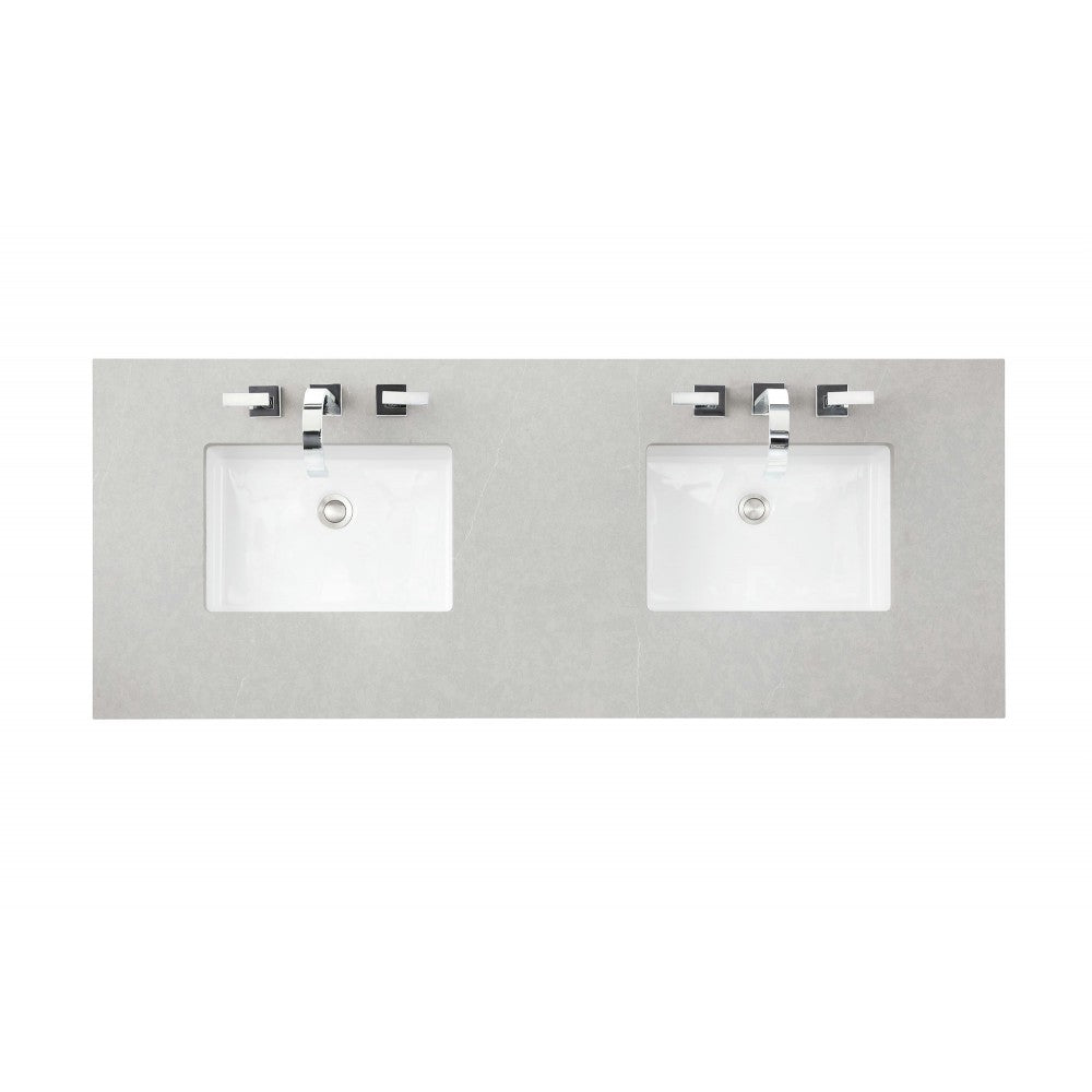 Bristol 60" Double Vanity, Whitewashed Walnut, w/ 3 CM Eternal Serena Quartz Top