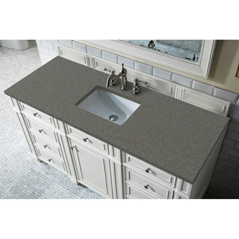 Bristol 60" Single Vanity, Bright White, w/ 3 CM Gray Expo Quartz Top