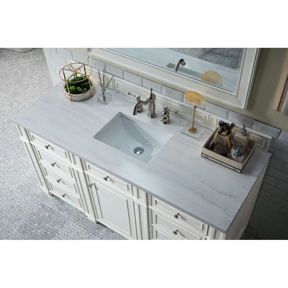 Bristol 60" Single Vanity, Bright White, w/ 3 CM Arctic Fall Solid Surface Top
