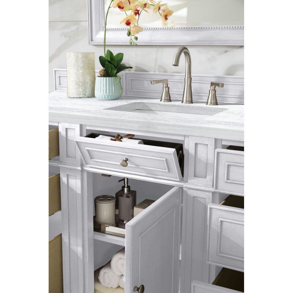 Bristol 60" Single Vanity, Bright White, w/ 3 CM Arctic Fall Solid Surface Top