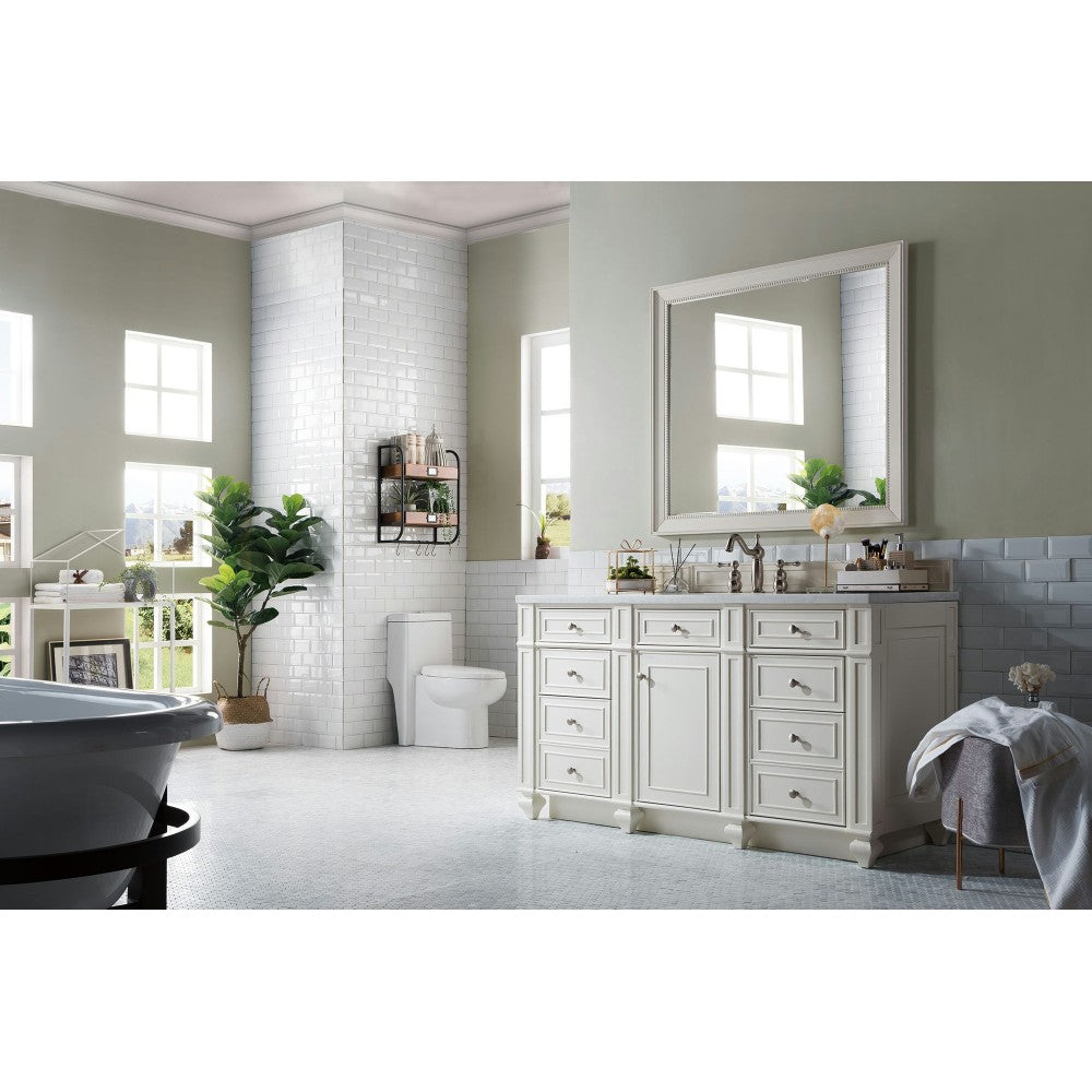 Bristol 60" Single Vanity, Bright White, w/ 3 CM Arctic Fall Solid Surface Top
