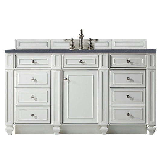 Bristol 60" Single Vanity, Bright White, w/ 3 CM Charcoal Soapstone Quartz Top