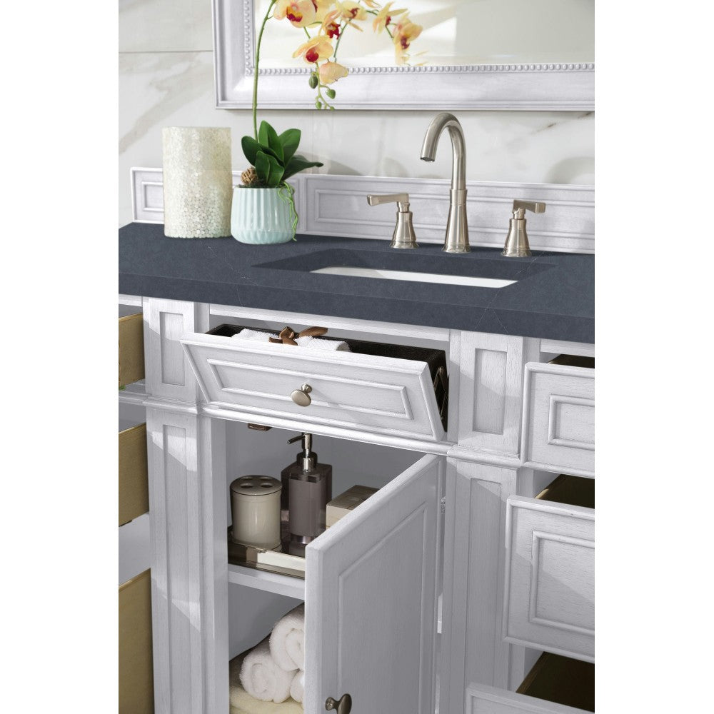 Bristol 60" Single Vanity, Bright White, w/ 3 CM Charcoal Soapstone Quartz Top