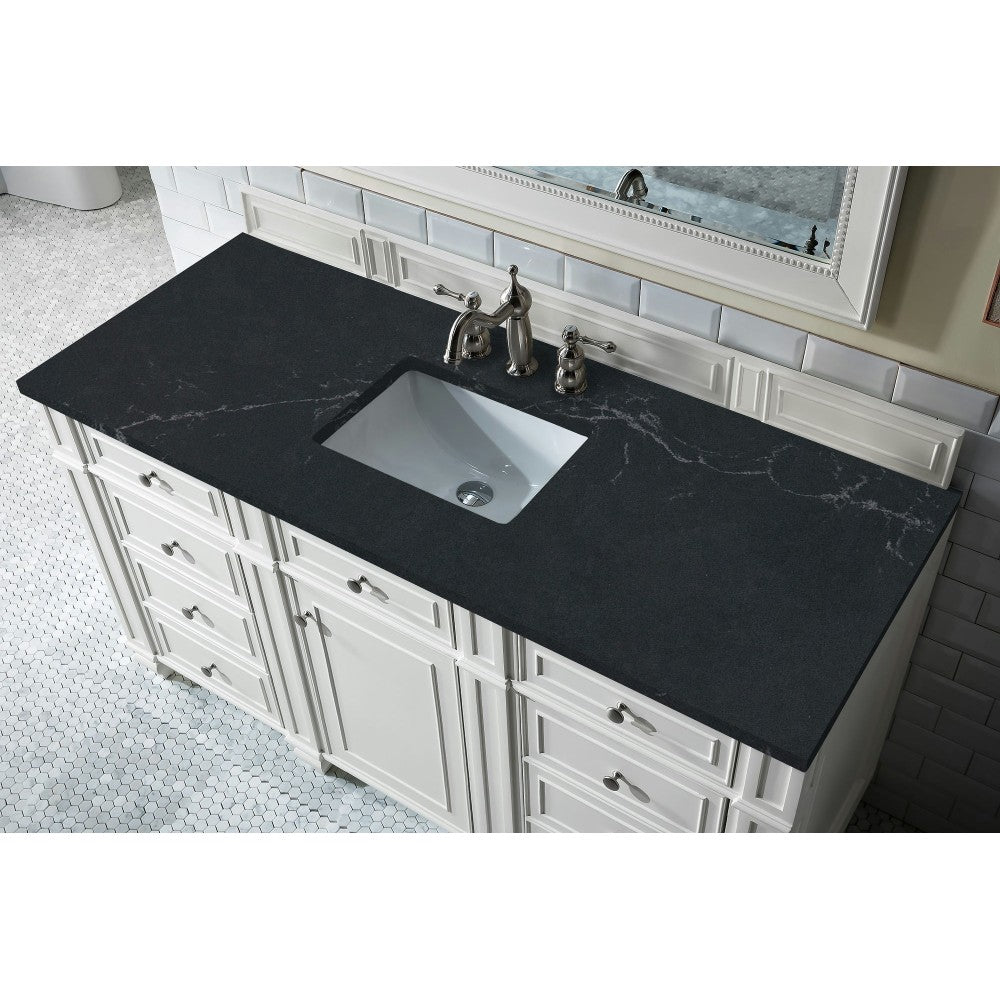 Bristol 60" Single Vanity, Bright White, w/ 3 CM Charcoal Soapstone Quartz Top