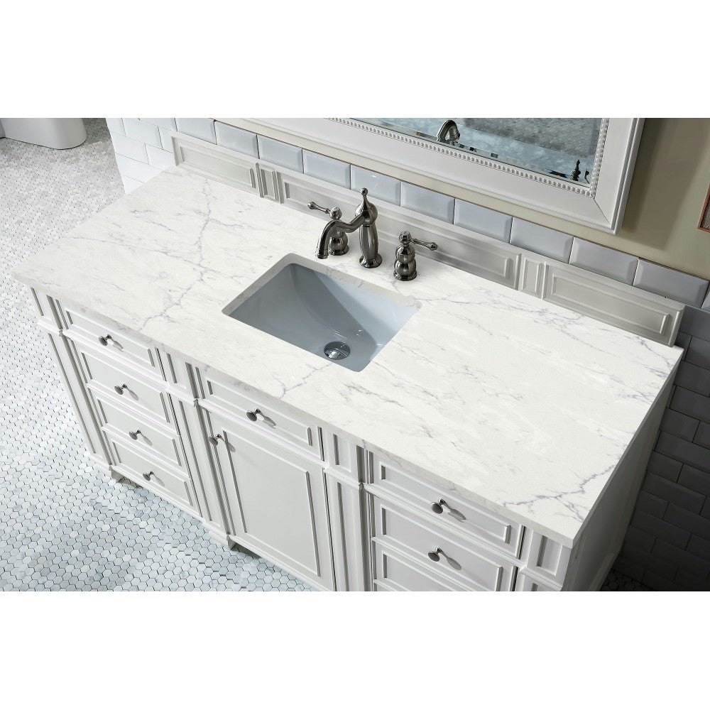 Bristol 60" Single Vanity Bright White w/ 3 CM Eternal Jasmine Pearl Quartz Top