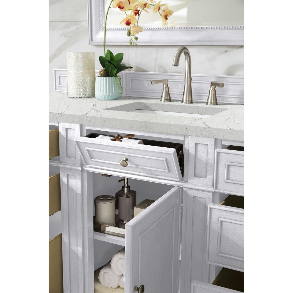 Bristol 60" Single Vanity Bright White w/ 3 CM Eternal Jasmine Pearl Quartz Top