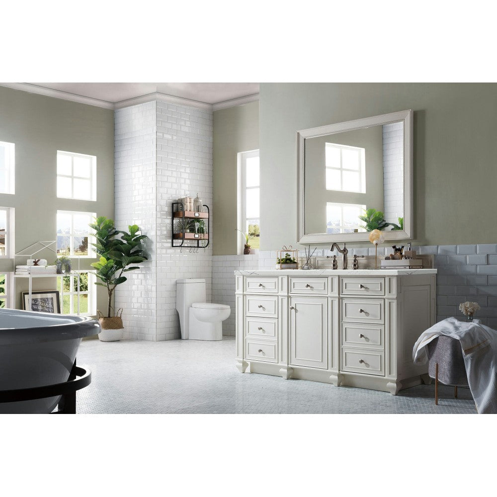 Bristol 60" Single Vanity, Bright White, w/ 3 CM Ethereal Noctis Quartz Top