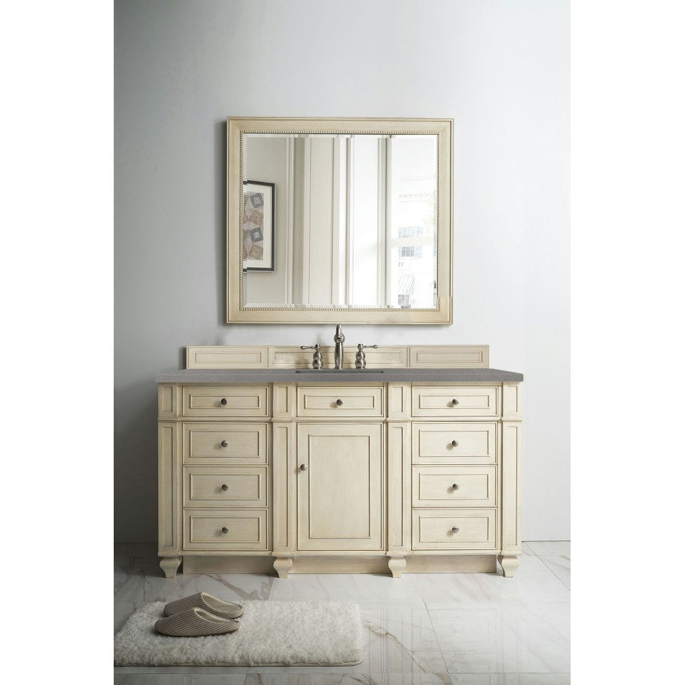 Bristol 60" Single Vanity, Vintage Vanilla, w/ 3 CM Gray Expo Quartz Top