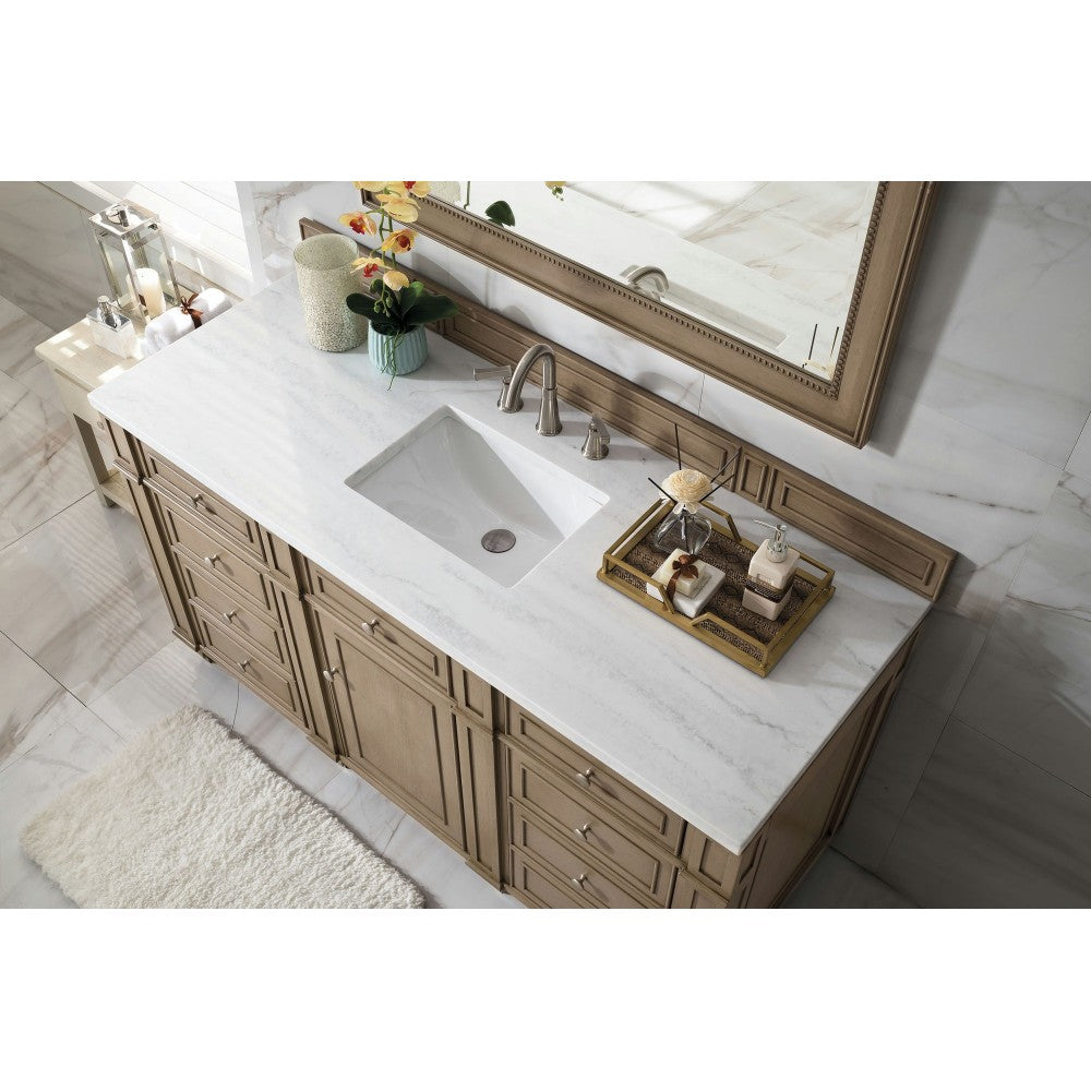 Bristol 60" Single Vanity Walnut w/3 CM Arctic Fall Solid Surface Top