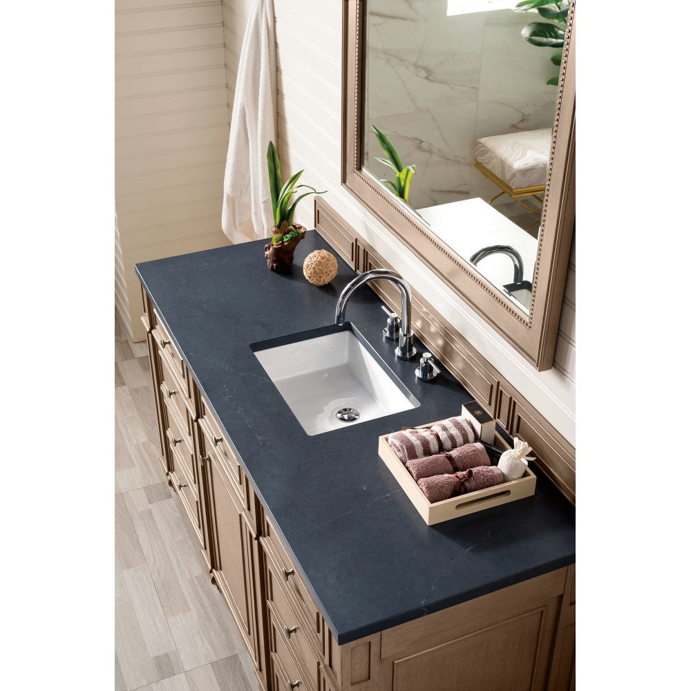 Bristol 60" Single Vanity Walnut w/3 CM Charcoal Soapstone Quartz Top