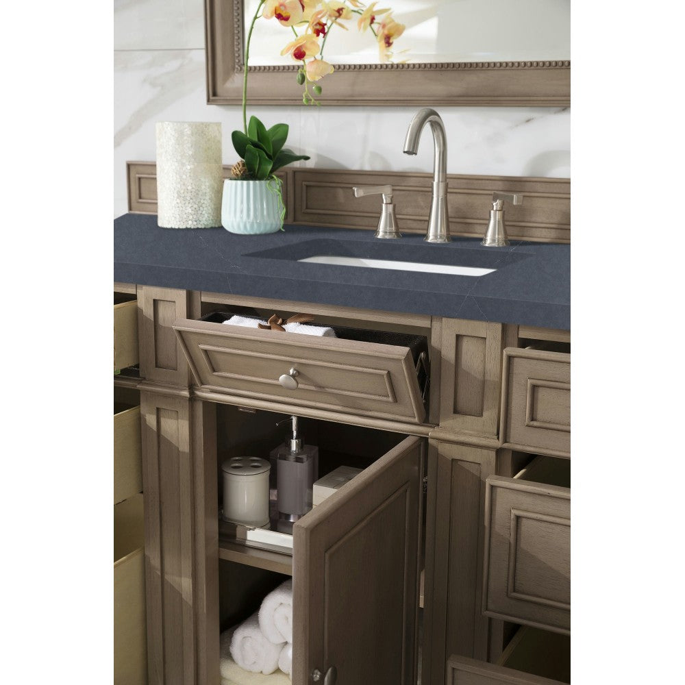 Bristol 60" Single Vanity Walnut w/3 CM Charcoal Soapstone Quartz Top