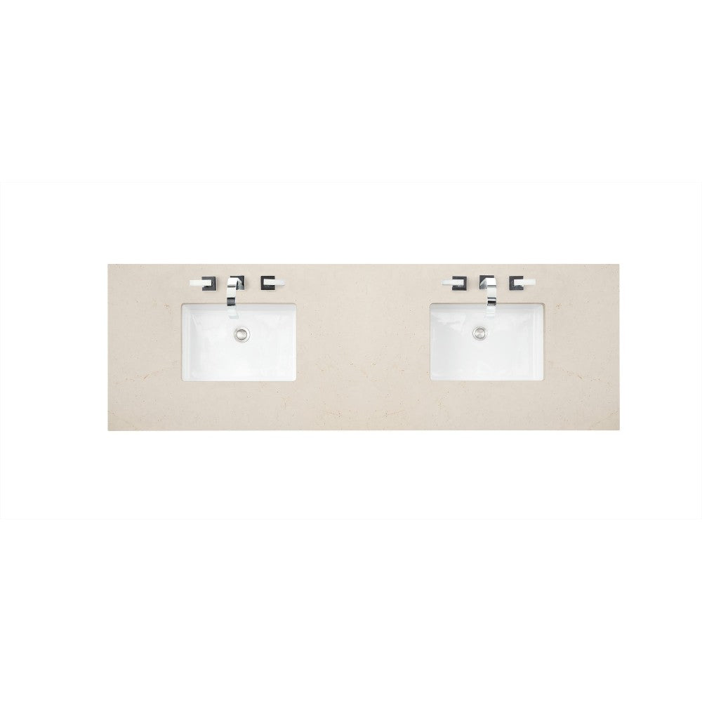 Bristol 72" Double Vanity, Bright White, w/ 3 CM Eternal Marfil Quartz Top