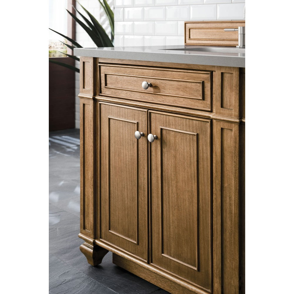 Bristol 72" Double Vanity, Saddle Brown, w/ 3 CM Gray Expo Quartz Top