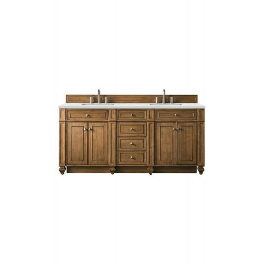 Bristol 72" Double Vanity, Saddle Brown, w/ 3 CM Ethereal Noctis Quartz Top