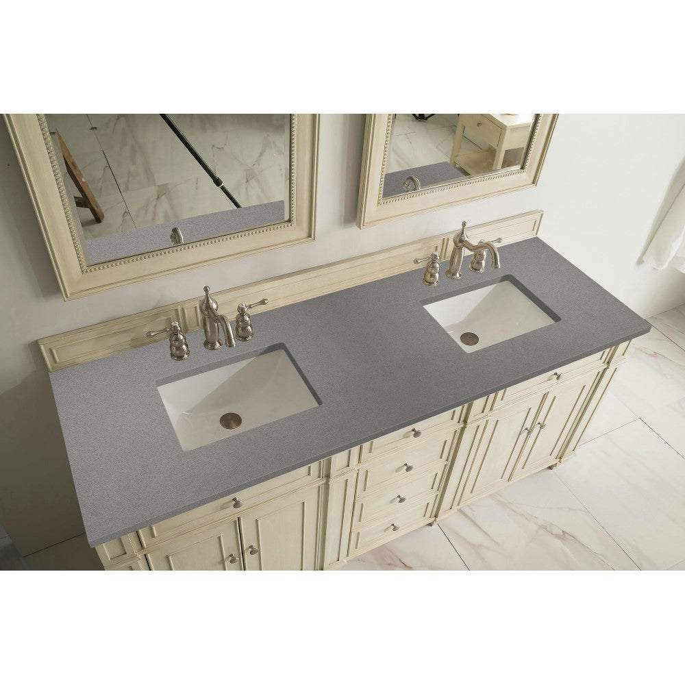 Bristol 72" Double Vanity, Vintage Vanilla, w/ 3 CM Gray Expo Quartz Top