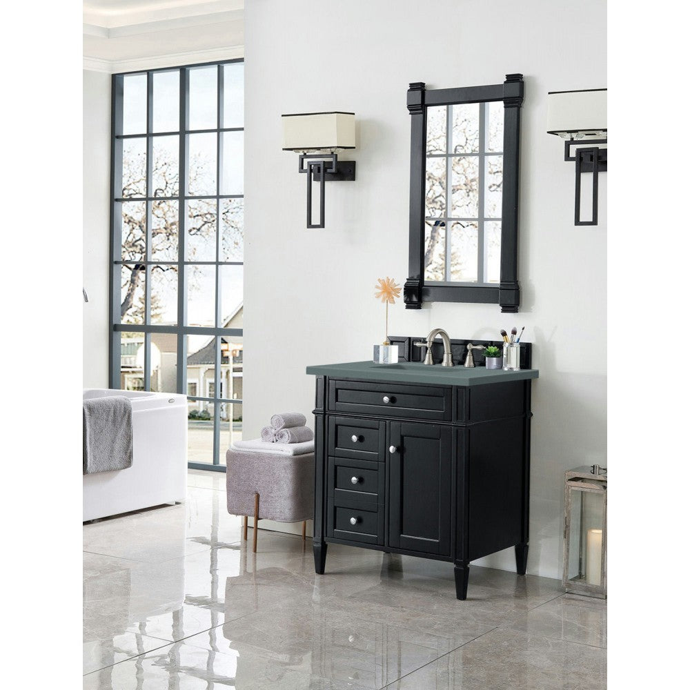 Brittany 30" Single Vanity, Black Onyx, w/ 3 CM Cala Blue Quartz Top