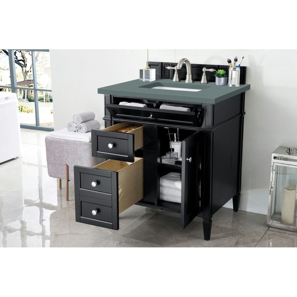 Brittany 30" Single Vanity, Black Onyx, w/ 3 CM Cala Blue Quartz Top