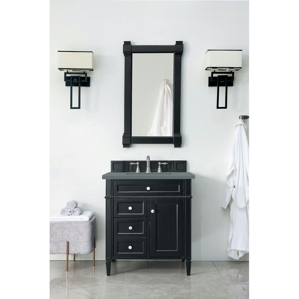 Brittany 30" Single Vanity, Black Onyx, w/ 3 CM Cala Blue Quartz Top