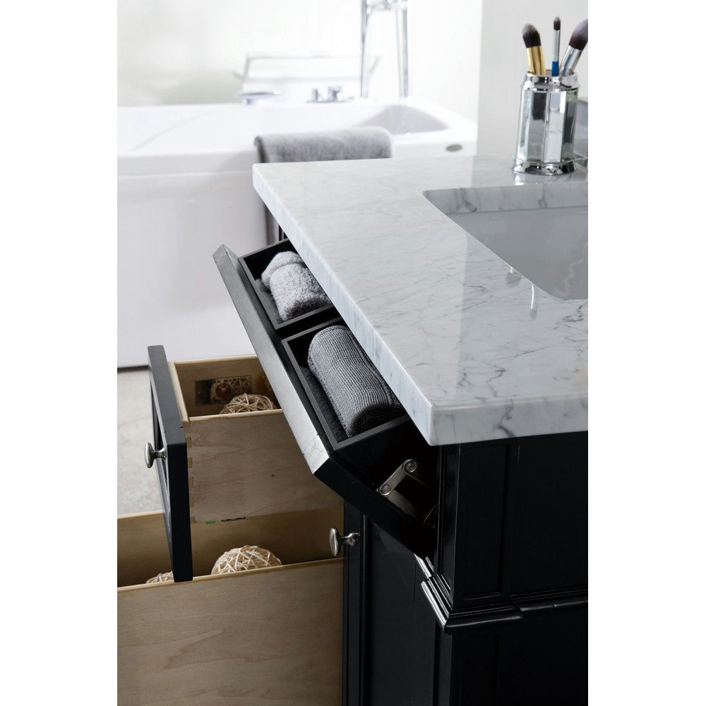Brittany 30" Single Vanity, Black Onyx w/ 3 CM Carrara Marble Top
