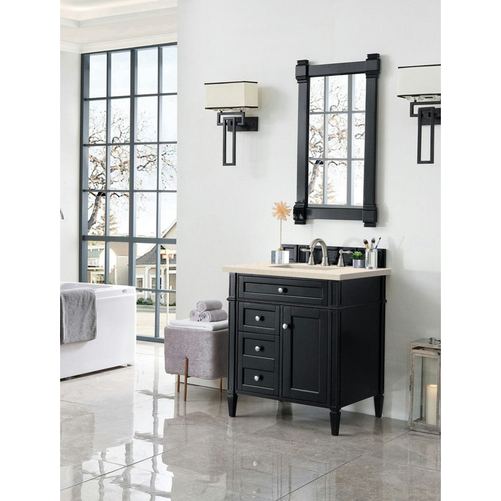 Brittany 30" Single Vanity, Black Onyx, w/ 3 CM Eternal Marfil Quartz Top