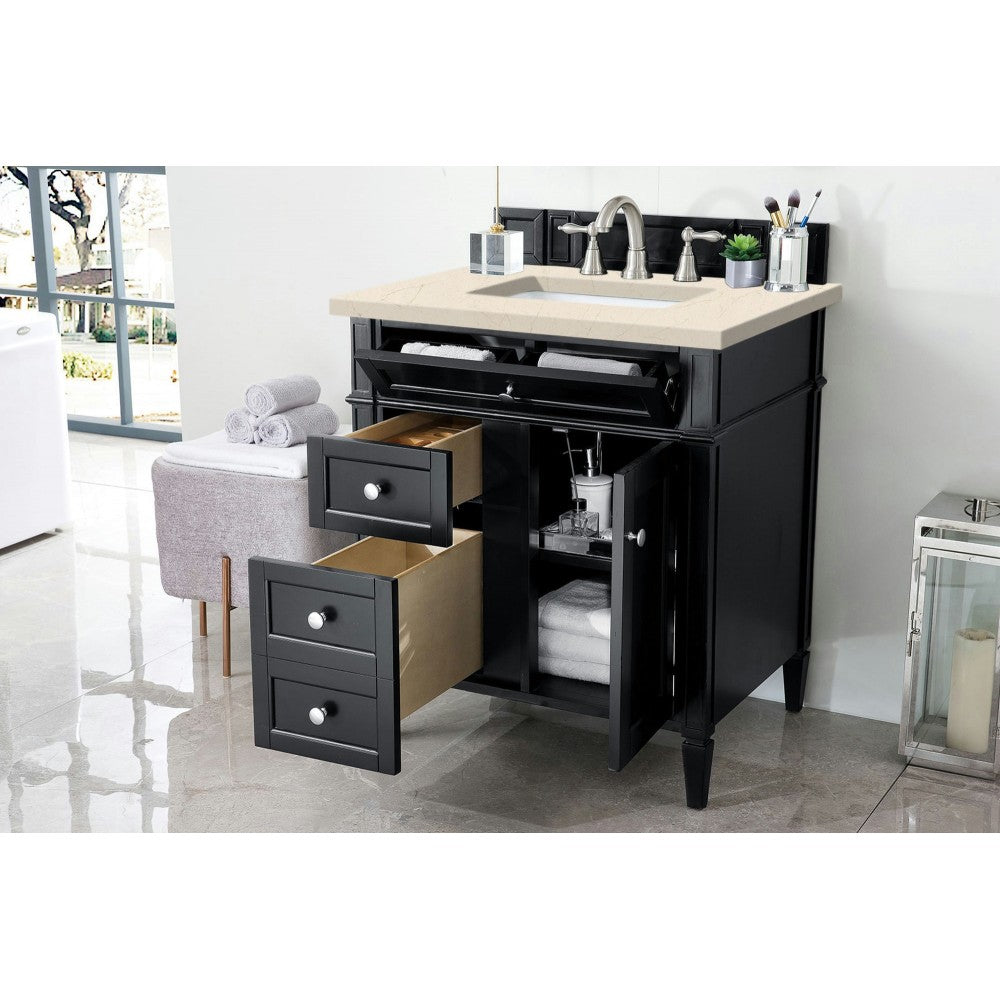 Brittany 30" Single Vanity, Black Onyx, w/ 3 CM Eternal Marfil Quartz Top