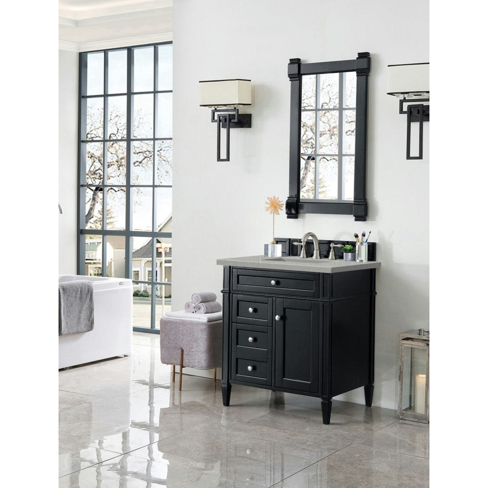 Brittany 30" Single Vanity, Black Onyx, w/ 3 CM Eternal Serena Quartz Top