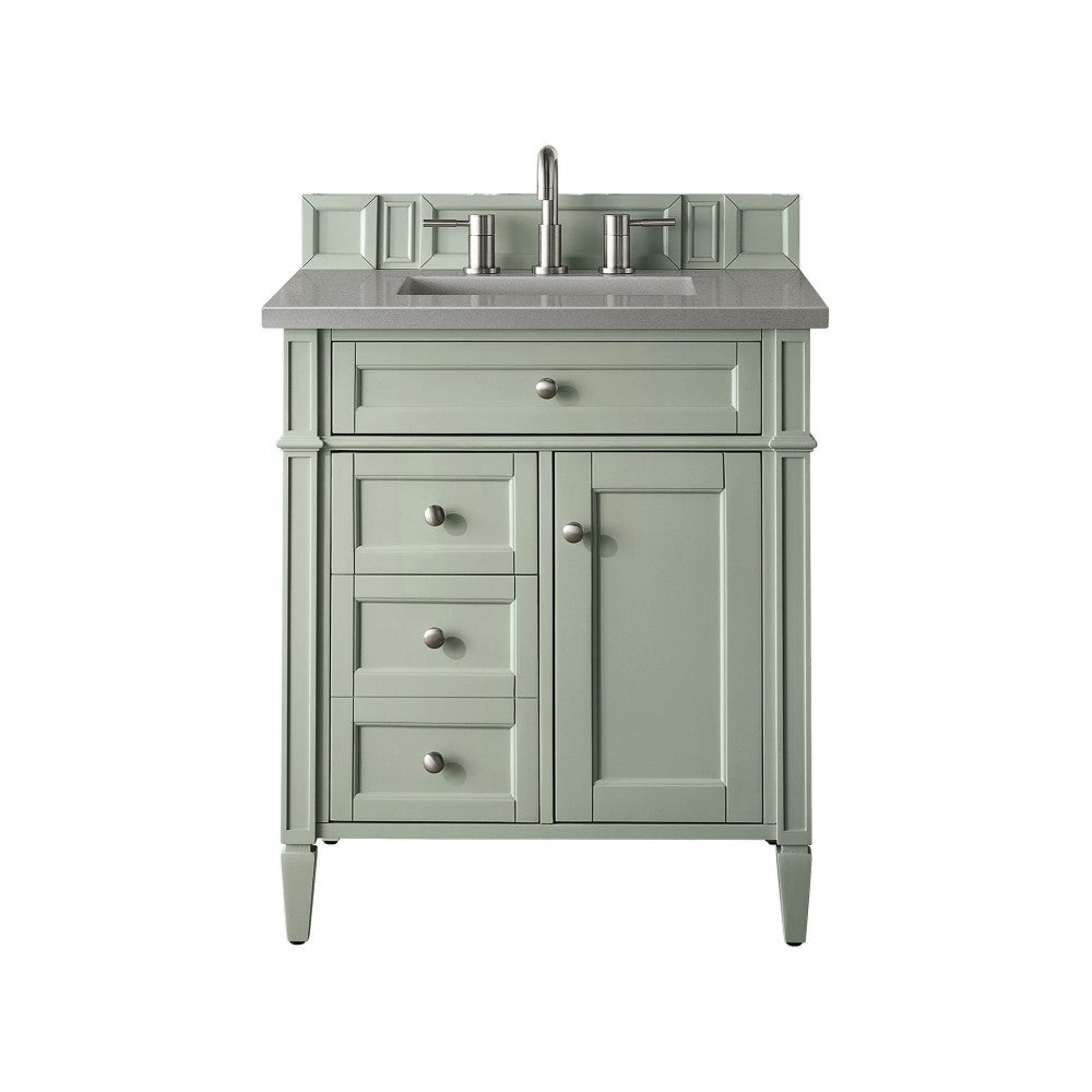 Brittany 30" Single Vanity, Sage Green, w/ 3 CM Gray Expo Quartz Top