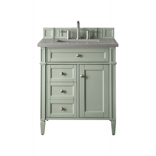 Brittany 30" Single Vanity, Sage Green, w/ 3 CM Gray Expo Quartz Top