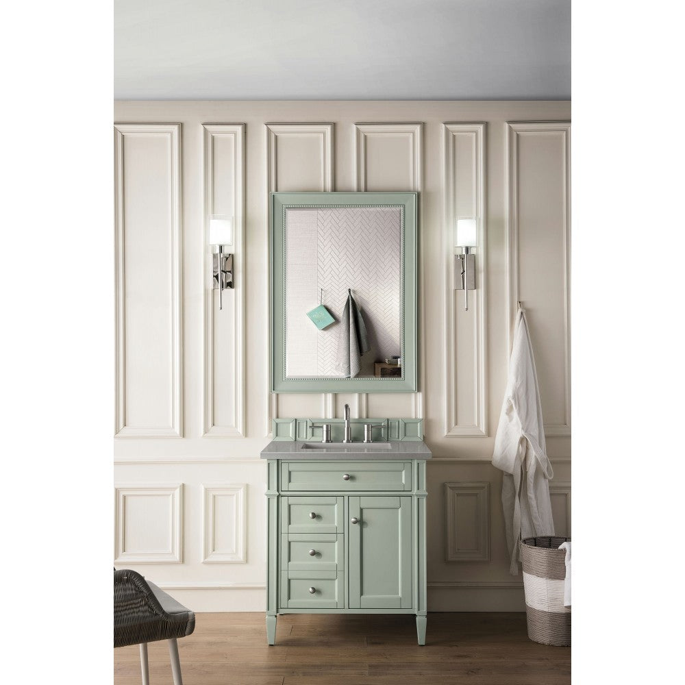 Brittany 30" Single Vanity, Sage Green, w/ 3 CM Gray Expo Quartz Top