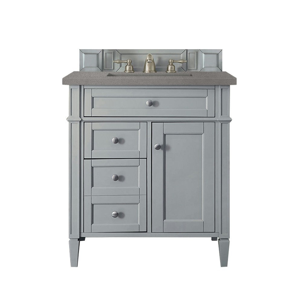 Brittany 30" Single Vanity, Urban Gray, w/ 3 CM Gray Expo Quartz Top