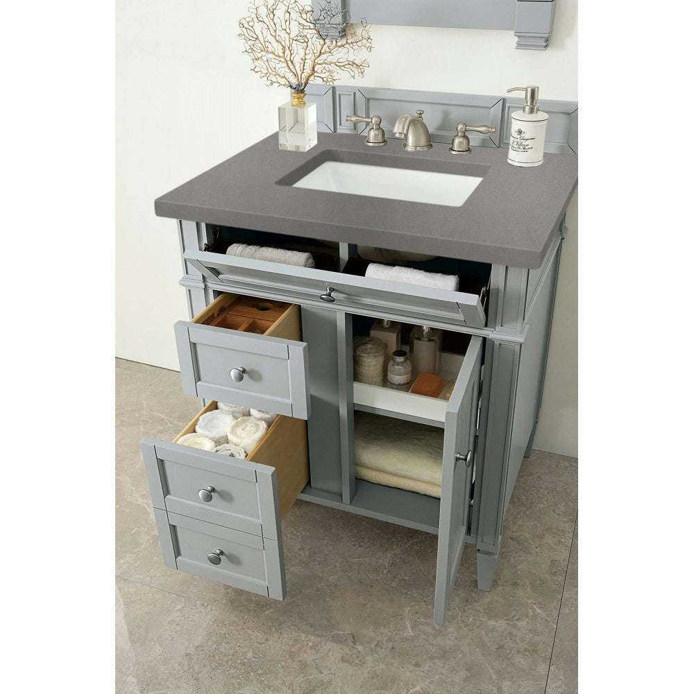Brittany 30" Single Vanity, Urban Gray, w/ 3 CM Gray Expo Quartz Top