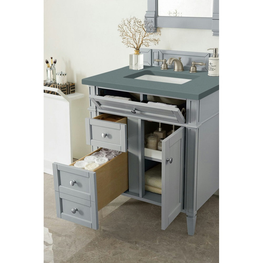 Brittany 30" Single Vanity, Urban Gray, w/ 3 CM Cala Blue Quartz Top