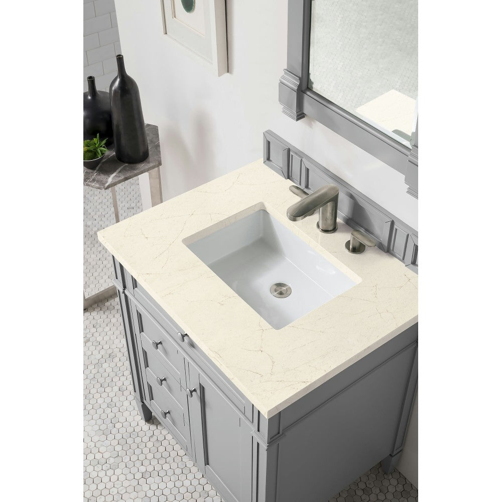 Brittany 30" Single Vanity, Urban Gray, w/ 3 CM Eternal Marfil Quartz Top