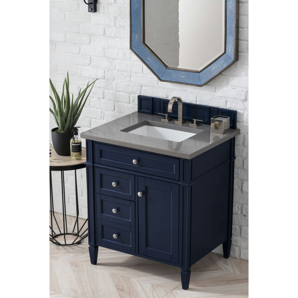 Brittany 30" Single Vanity, Victory Blue w/ 3 CM Gray Expo Quartz Top