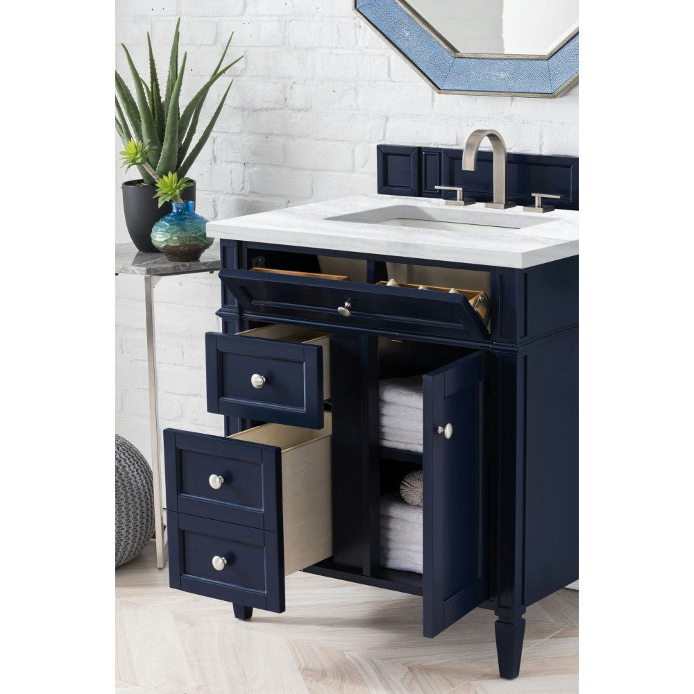 Brittany 30" Single Vanity, Victory Blue w/ 3 CM Arctic Fall Solid Surface Top