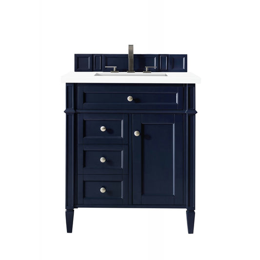 Brittany 30" Single Vanity, Victory Blue w/ 3 CM Classic White Quartz Top