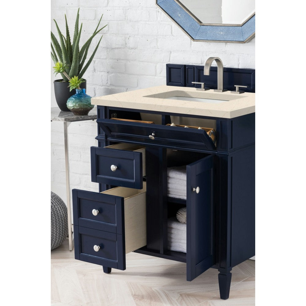Brittany 30" Single Vanity, Victory Blue w/ 3 CM Eternal Marfil Quartz Top