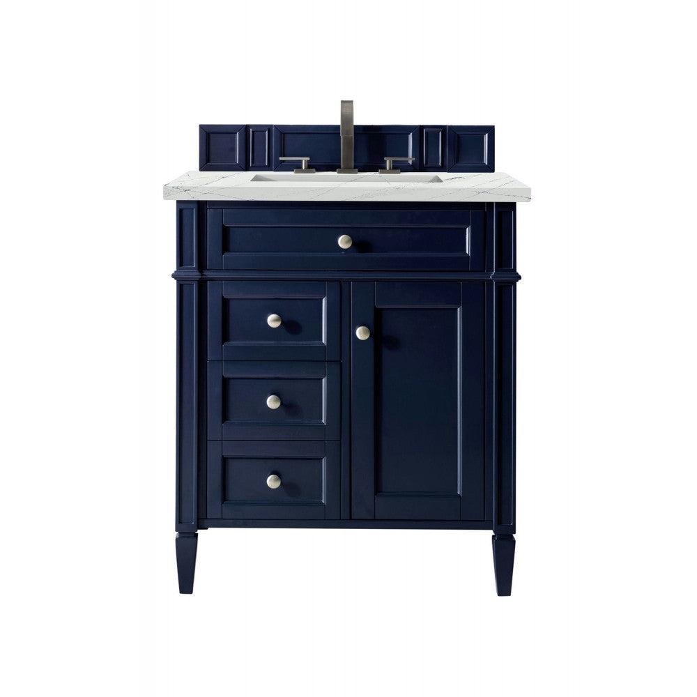 Brittany 30" Single Vanity, Victory Blue w/ 3 CM Ethereal Noctis Quartz Top