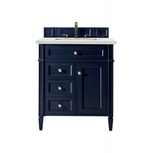 Brittany 30" Single Vanity, Victory Blue w/ 3 CM Ethereal Noctis Quartz Top