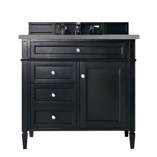 Brittany 36" Black Onyx Single Vanity w/ 3 CM Gray Expo Quartz Top