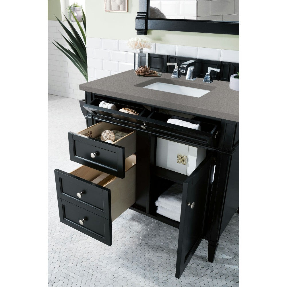 Brittany 36" Black Onyx Single Vanity w/ 3 CM Gray Expo Quartz Top
